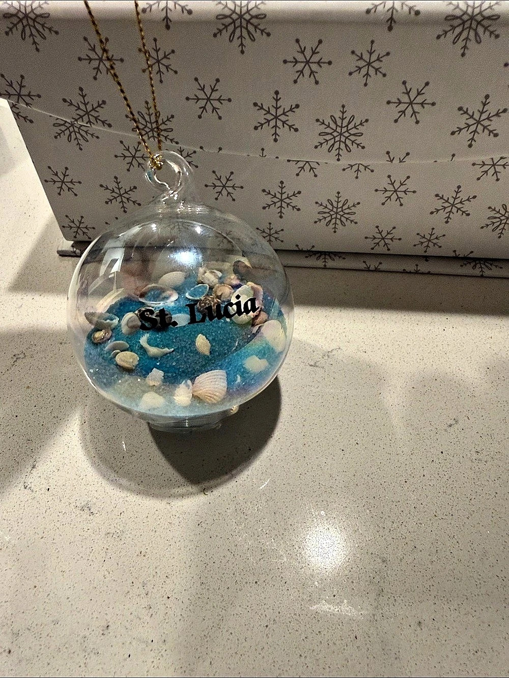 St. Lucia Shell Ornament Blue & Clear